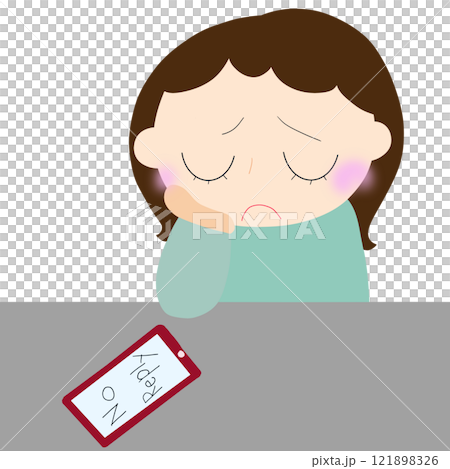 返信が来なくて悩む女の子 121898326