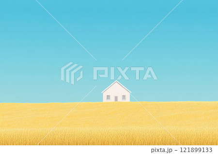 House in a golden wheat field House in a golden wheat field 121899133