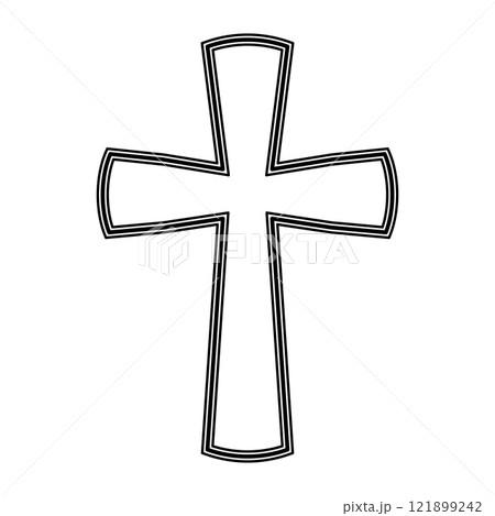 Ornate Christian Cross with Double Outline 121899242