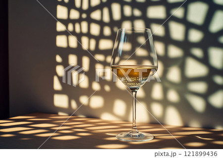 Elegant glass of wine with shadows 121899436