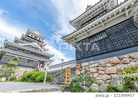 大分県中津市 晴天の中津城天守と大鞁櫓 大分県中津市 晴天の中津城天守と大鞁櫓 121899457