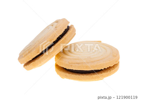 double cookies with chocolate cream isolated 121900119
