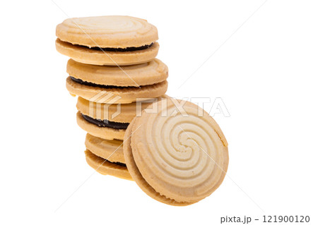 double cookies with chocolate cream isolated 121900120