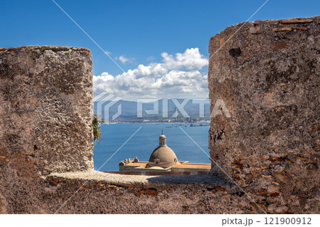 Details of architecture of Castello di MIlazzo, Sicily, Italy 121900912
