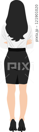 腕を組んだビジネスウーマンのイラスト 121901020