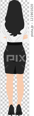 腕を組んだビジネスウーマンのイラスト 121901020