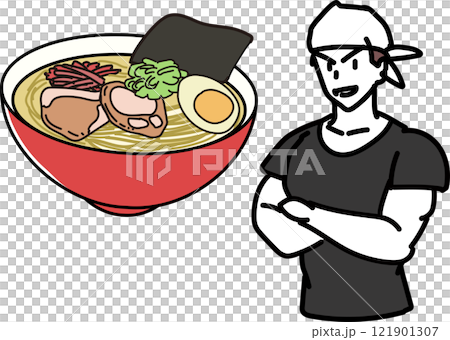 ラーメン屋店主と豚骨ラーメン 121901307