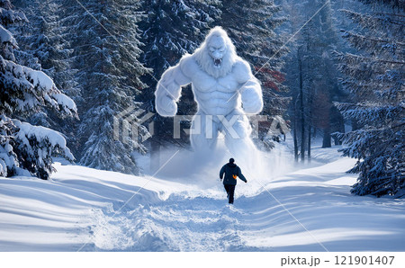 雪が降り積もった森で雪像に気づかれる2 121901407