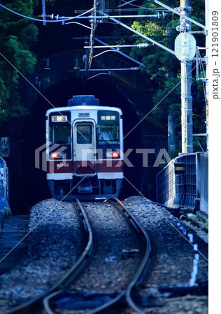 芽吹きの春を迎えた奥鬼怒路を行く… 川治温泉駅にて『6050系』 121901809