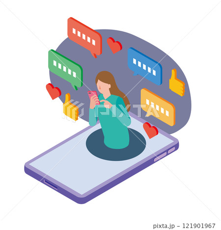 SNS依存症の女性 121901967