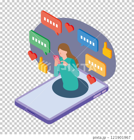 SNS依存症の女性 121901967