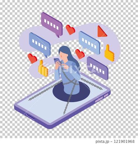 スマホ依存の女性 121901968