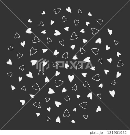 Hand drawn hearts Black and White Circular Background idea. White or Black Day greeting design idea Hand drawn hearts Black and White Circular Background idea. White or Black Day greeting design idea 121901982