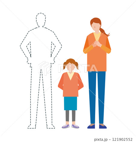 ひとり親世帯のイラスト 121902552