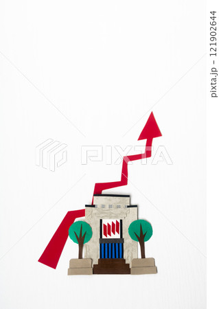 金融の中枢・東京証券取引所と矢印 121902644