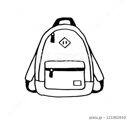 手描きのイラスト_リュックサック_線画 121902650