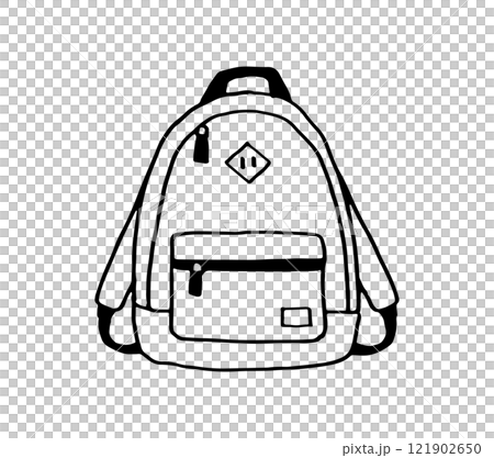 手描きのイラスト_リュックサック_線画 121902650