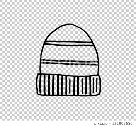 手繪插畫_針織帽_線描 121902656