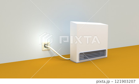 ガスコンセントに接続されたファンヒーターのイラスト 121903207