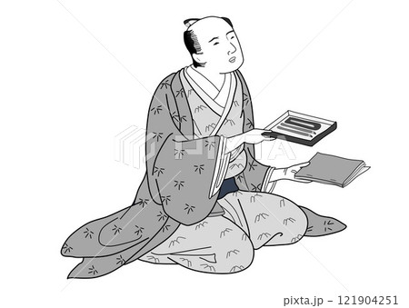 蔦屋重三郎の肖像画（模写・モノクロ） 121904251