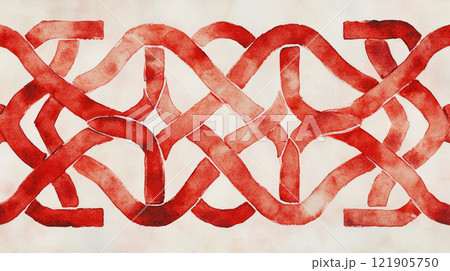 watercolor painting of traditional red knot patterns, showcasing intricate designs and artistic flair. for Chinese New Year 121905750