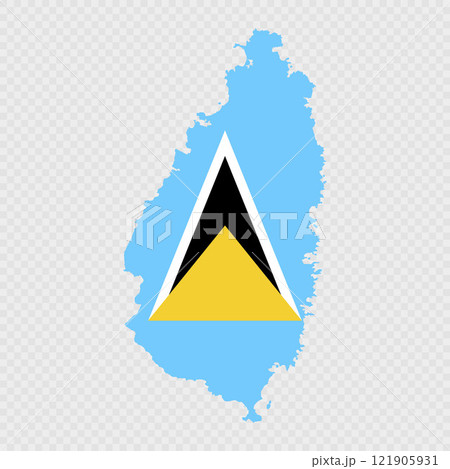 Saint Lucia map silhouette with flag. 121905931