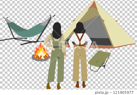 Illustration of a tent being set up Illustration of a tent being set up 121905977