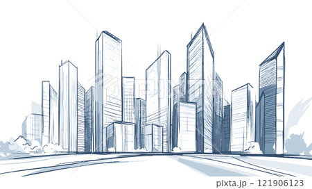Low poly smart city 3D wire mesh. Intelligent building automation system business concept. High skyscrapers border pattern background. Architecture urban cityscape technology vector illustration Low poly smart city 3D wire mesh. Intelligent building automation system business concept. High skyscrapers border pattern background. Architecture urban cityscape technology vector illustration 121906123