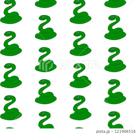 Vector illustration of green snake seamless pattern. Graphic line  serpent silhouette design combined Chinese New Year celebration with snake zodiac sign. 121906518