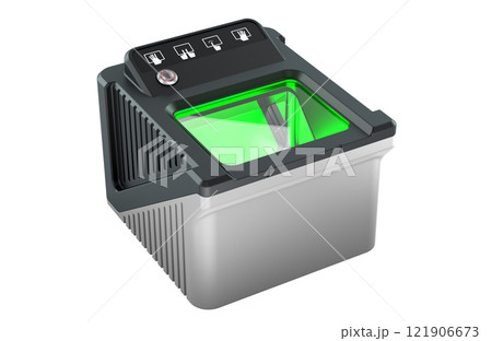 Biometric Fingerprint Reader, fingerprint scanner. 3D rendering Biometric Fingerprint Reader, fingerprint scanner. 3D rendering 121906673