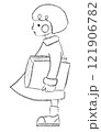 本を持つ女の子_ラインのみ 121906782