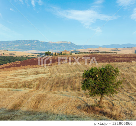 Tuscany sunrise countryside, Italy 121906866