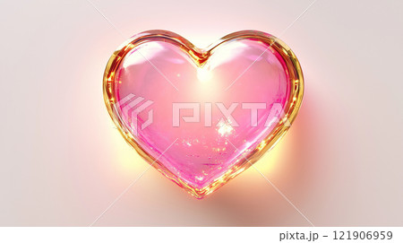 透明なピンクのガラスハート 121906959