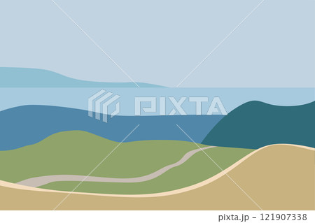 Minimal abstract landscape mountain, minimal flat style 121907338