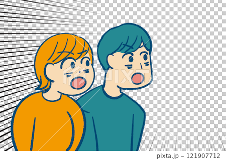 一對驚訝的夫婦上半身的插圖 121907712