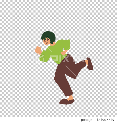 匆忙奔跑的女人全身圖解,黃綠色 匆忙奔跑的女人全身圖解,黃綠色 121907715