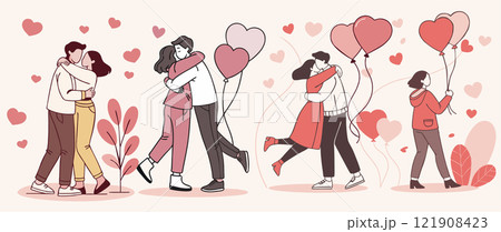 Happy male and female lovers embrace. 121908423