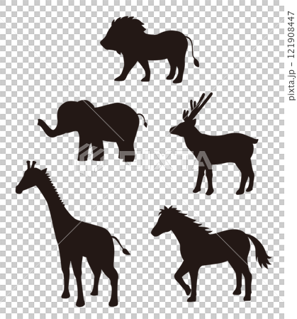 Wild animal silhouette illustration set 121908447