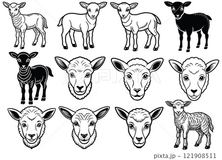 Unique Icon Charming Lamb Icons Set Collection Vector for Festive Decorations 121908511