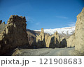 Beautiful view of Spiti valley arid landscape enroute Kaza, Himachal Pradesh, India. 121908683