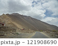 Beautiful view of Spiti valley arid landscape enroute Kaza, Himachal Pradesh, India. 121908690