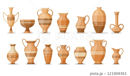 Vintage greek vases icons 121909361