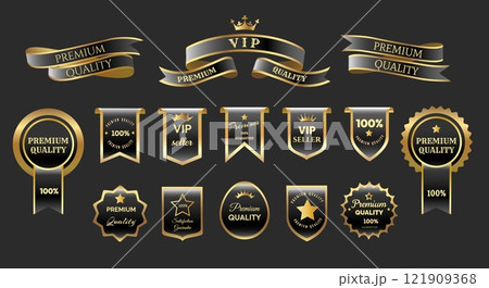 Golden luxury labels and badges 121909368