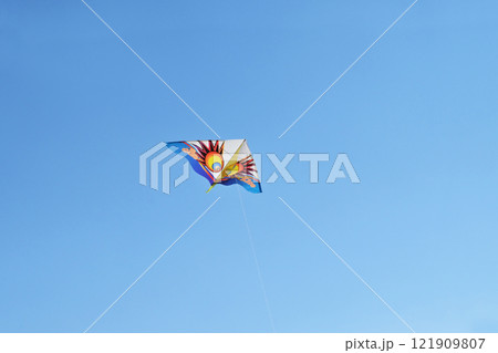 青空に舞うカイト 大空を飛ぶ凧 凧揚げ イメージ素材 年賀状素材 青空に舞うカイト 大空を飛ぶ凧 凧揚げ イメージ素材 年賀状素材 121909807