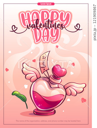 Valentine Day card with a love potion Valentine Day card with a love potion 121909867