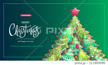 Merry Christmas card horizontal vector background 121909990