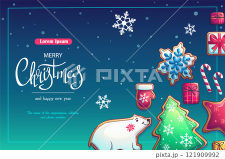 Merry Christmas postcard vector background 121909992
