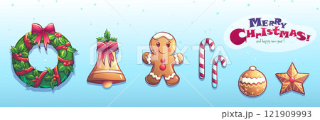 Set of Christmas New Year characters and objects 121909993
