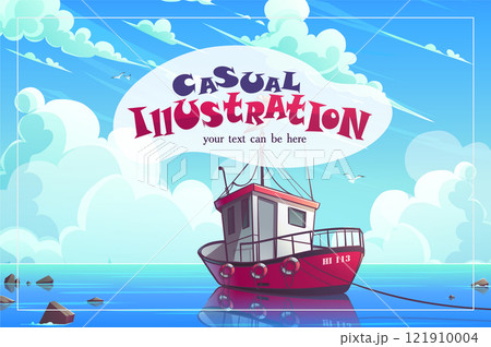 Casual illustration Fishing boat at sea 121910004