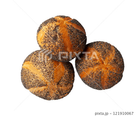 Poppy Seed Bread Isolated, Kaiser Roll, Seeds Breakfast Bun, Poppyseed Round Bagel, Poppy Seed Bun Poppy Seed Bread Isolated, Kaiser Roll, Seeds Breakfast Bun, Poppyseed Round Bagel, Poppy Seed Bun 121910067